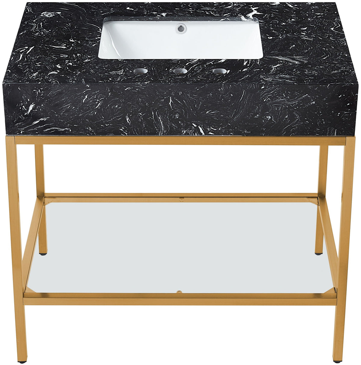 Marmo - Engineered Marble Bathroom Vanity With Gold Base