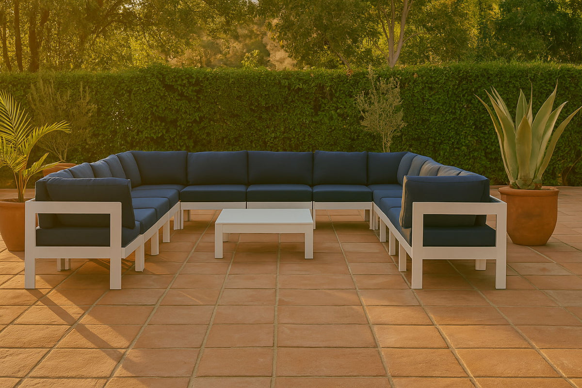 Nizuc - Outdoor Patio 13 Piece Modular Sectional With White Frame