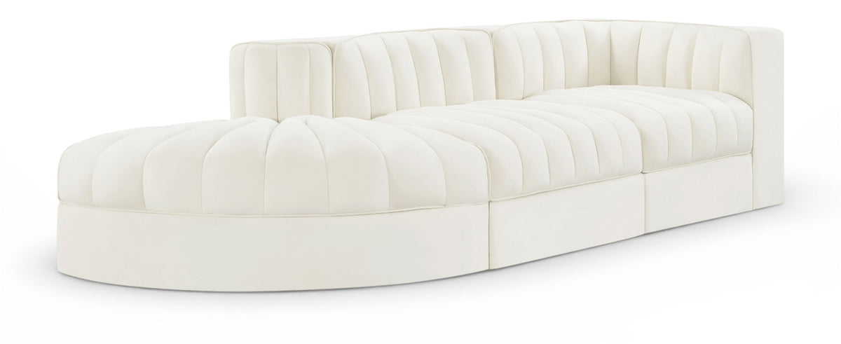 Rummi - Velvet Performance Fabric Upholstered 3 Piece Modular Sectional