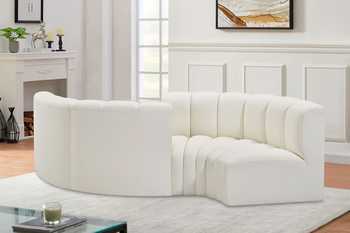 Arc - Faux Leather 4 Piece Curved Modular Sofa