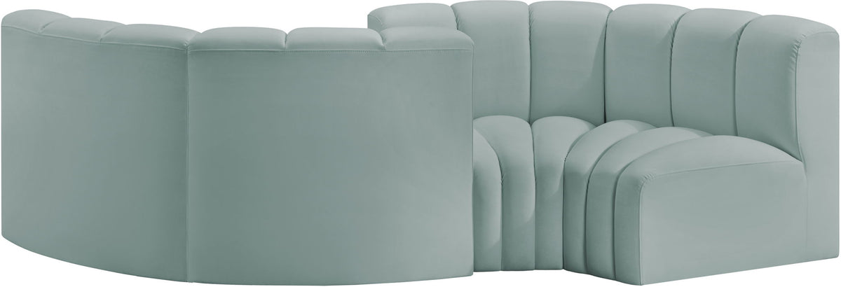 Arc - Faux Leather 4 Piece Curved Modular Sofa
