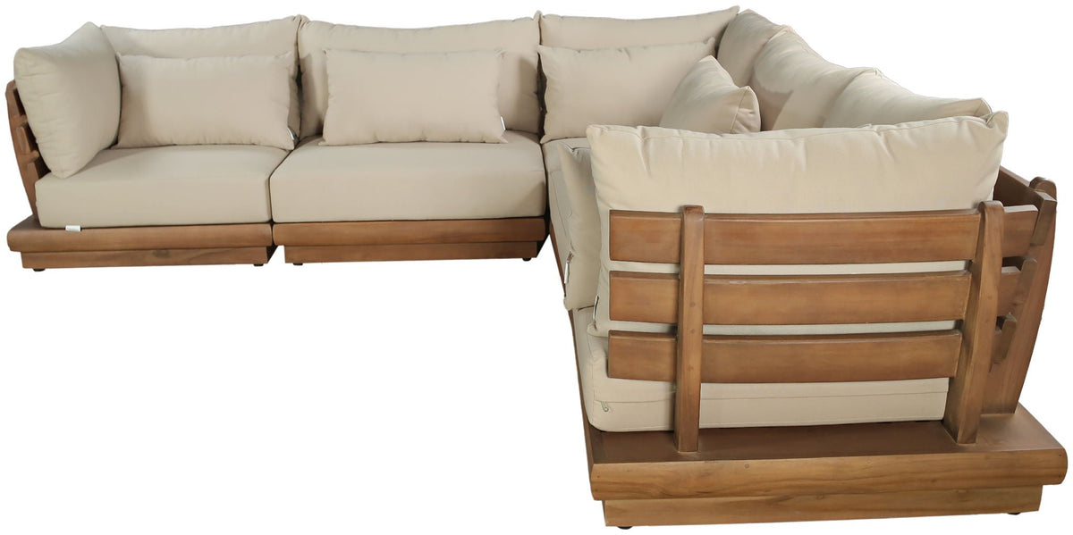 Mirella - 5 Piece Water Resistant Fabric Upholstered Outdoor Patio Modular Sectional