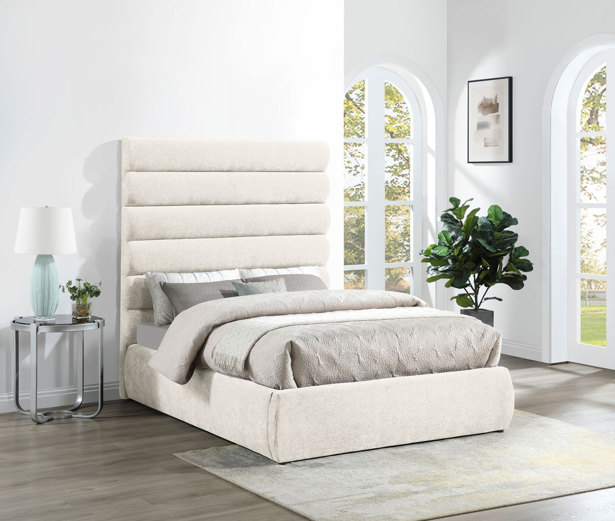 Adam - Chenille Fabric Bed With 70.5" Headboard