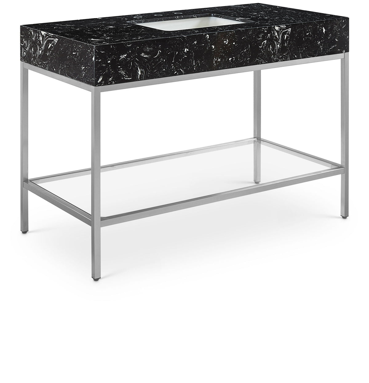 Marmo - Engineered Marble Bathroom Vanity With Chrome Base