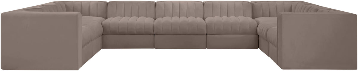 Rummi - Velvet Performance Fabric Upholstered 9 Piece Modular Sectional