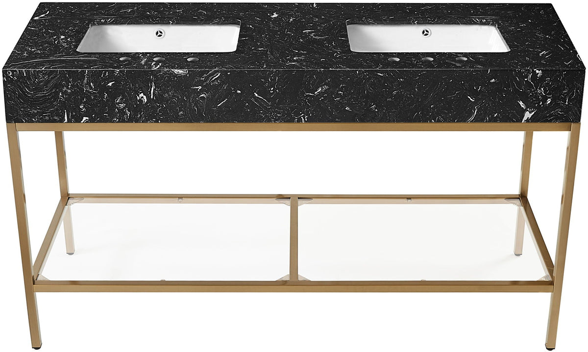 Marmo - Engineered Marble Bathroom Vanity With Gold Base