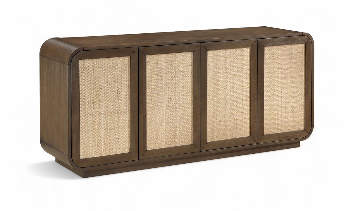 Windsor - Solid Wood And Brown Cane Sideboard / Buffet - Brown