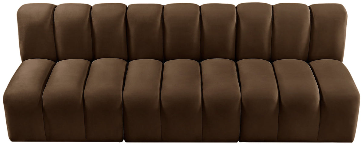 Arc - Velvet 4 Piece Modular Straight Sofa - Brown