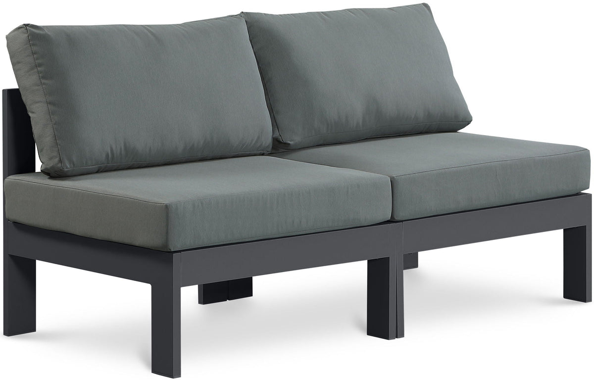 Nizuc - Outdoor Patio 2 Seat Armless Modular Sofa With Gray Frame