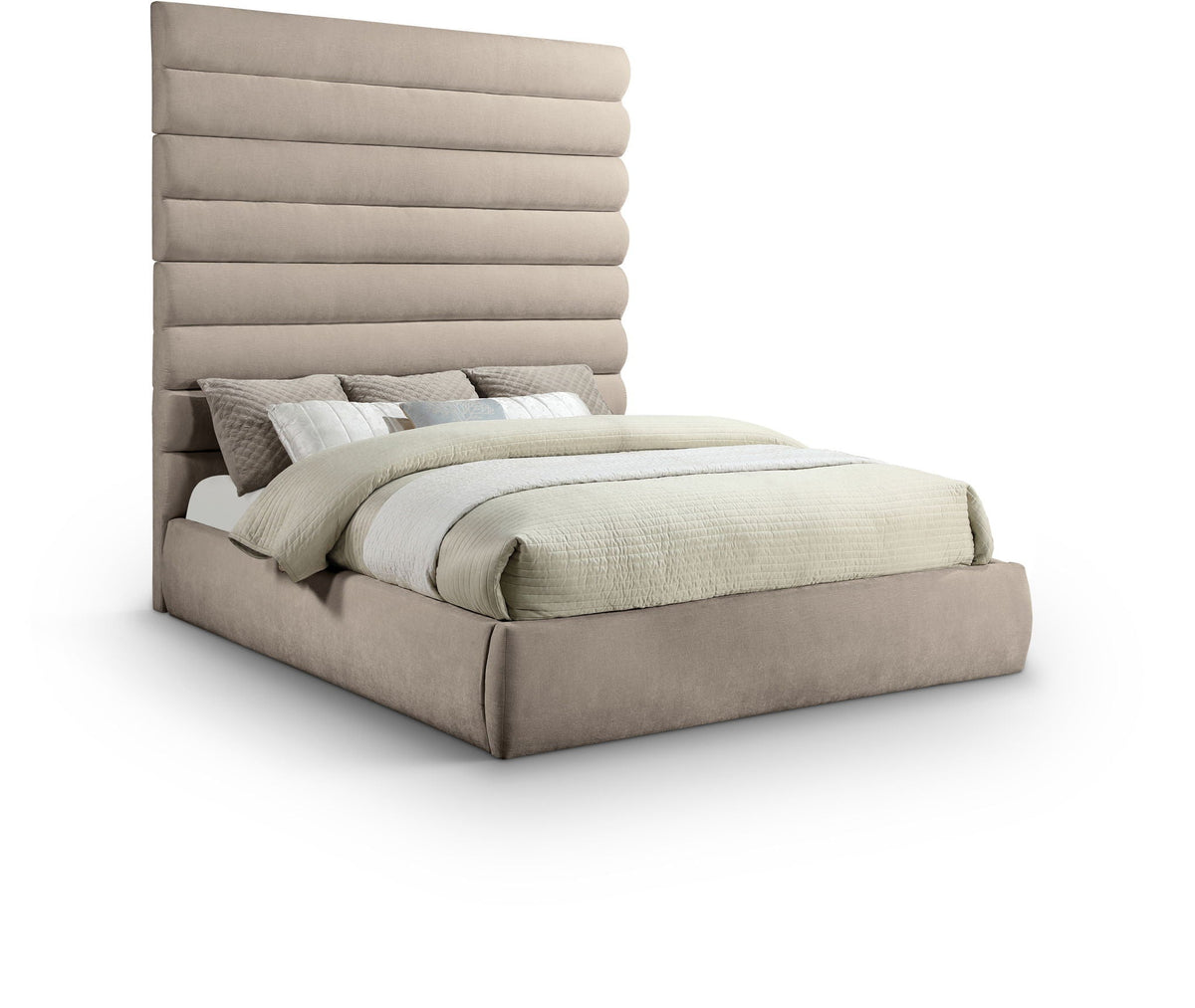 Adam - Chenille Fabric Bed With 89" Headboard