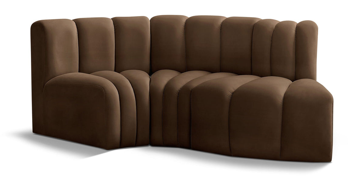 Arc - Velvet 3 Piece Modular L-Shaped Sofa