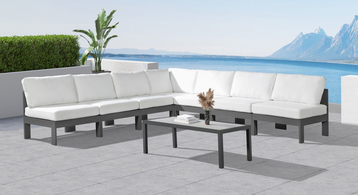 Nizuc - Outdoor Patio 7 Piece Modular Sectional With Gray Frame