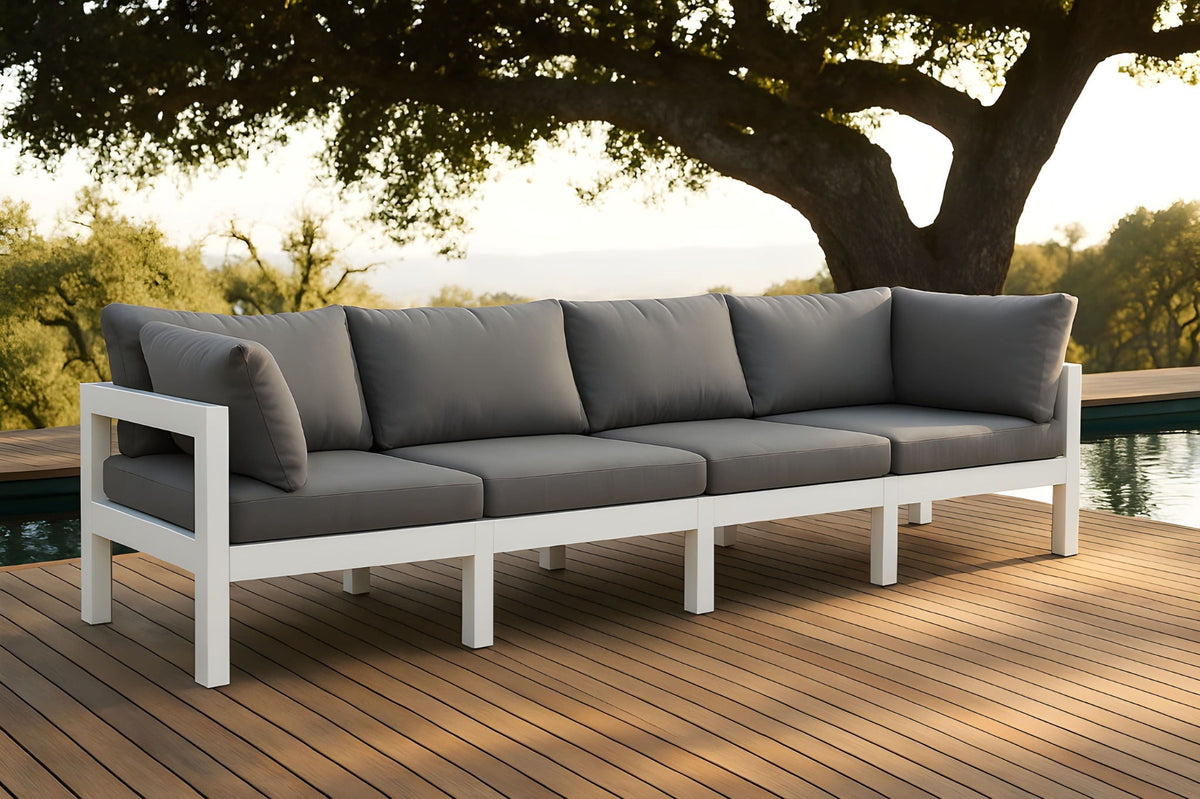 Nizuc - Outdoor Patio 4 Seat Modular Sofa With White Frame