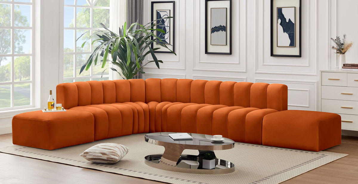Arc - Velvet 7 Piece Corner Modular Sofa