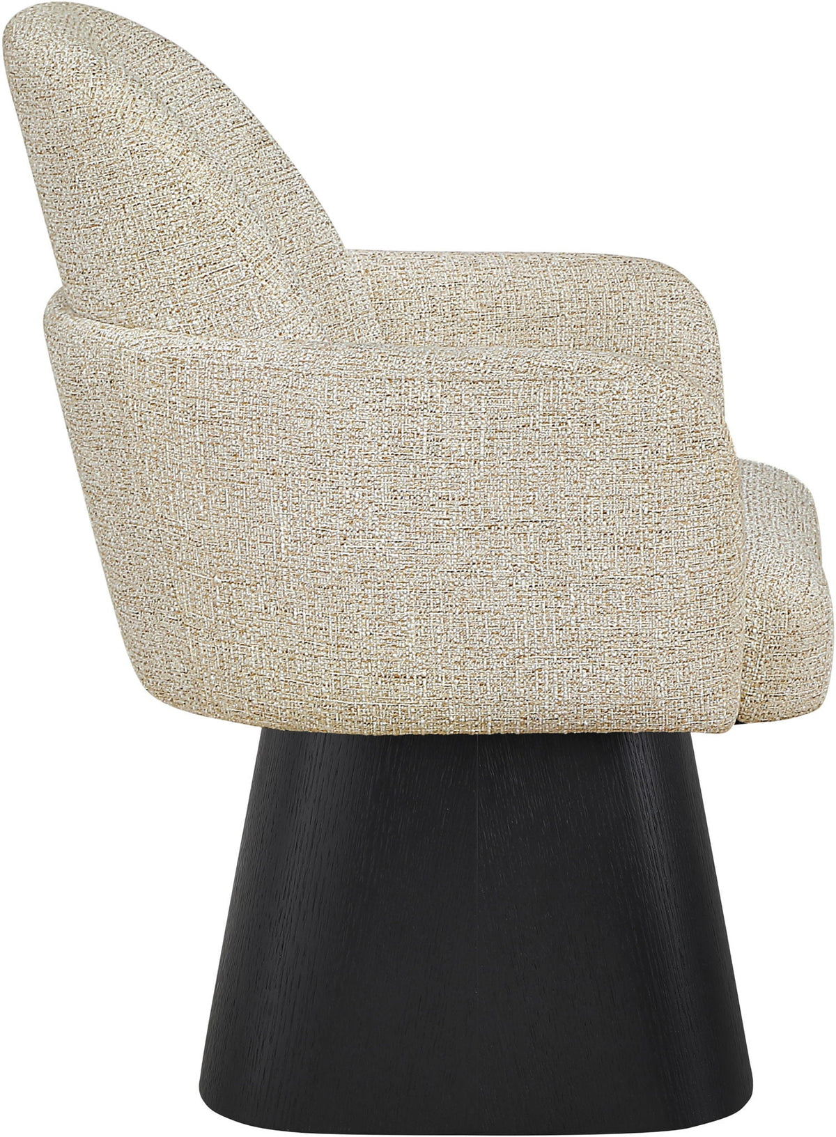 Marlowe - Linen Textured Fabric Upholstered Swivel Dining Arm Chair - Stained Black