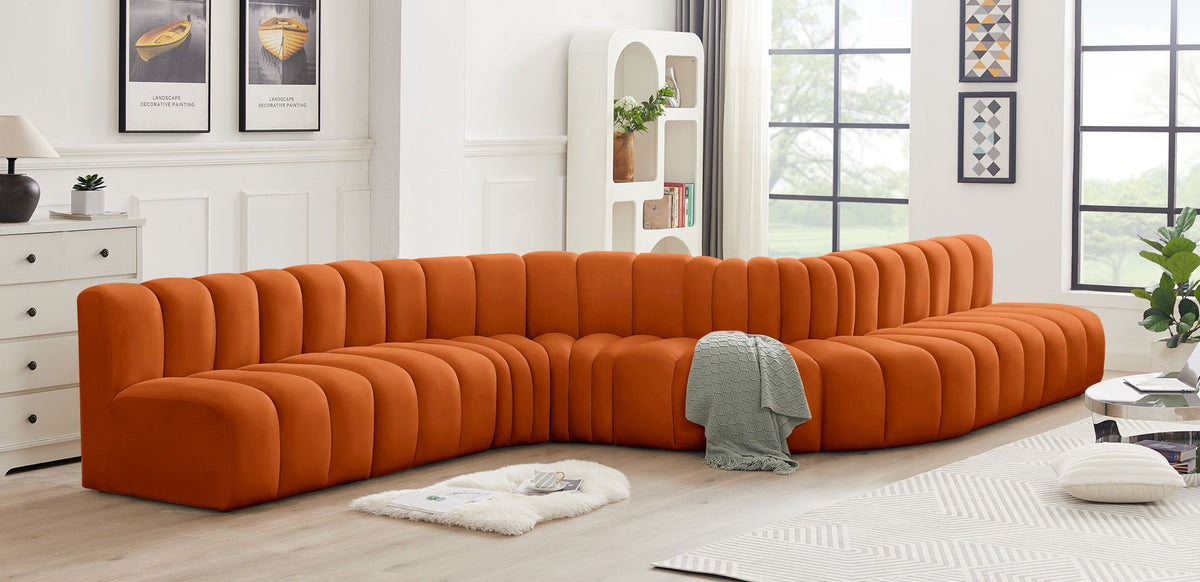 Arc - Velvet 8 Piece Curved Modular Sofa