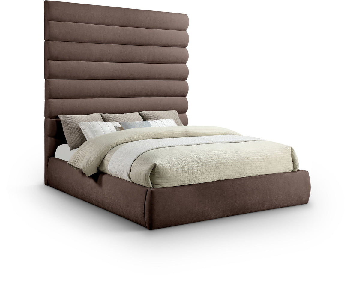 Adam - Chenille Fabric Bed With 89" Headboard