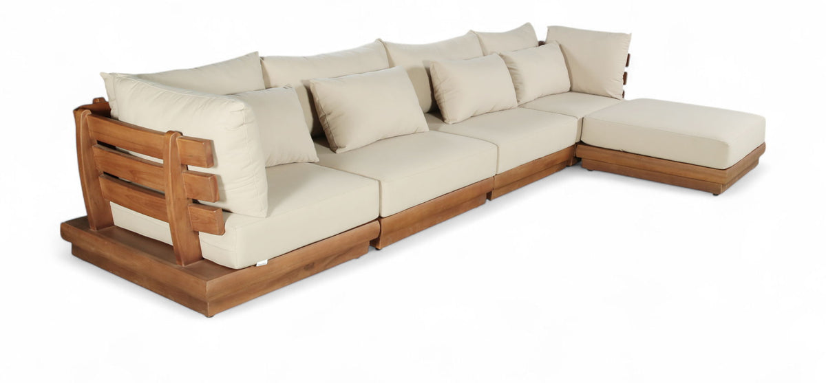Mirella - 5 Piece Water Resistant Fabric Upholstered Outdoor Patio Modular Sectional