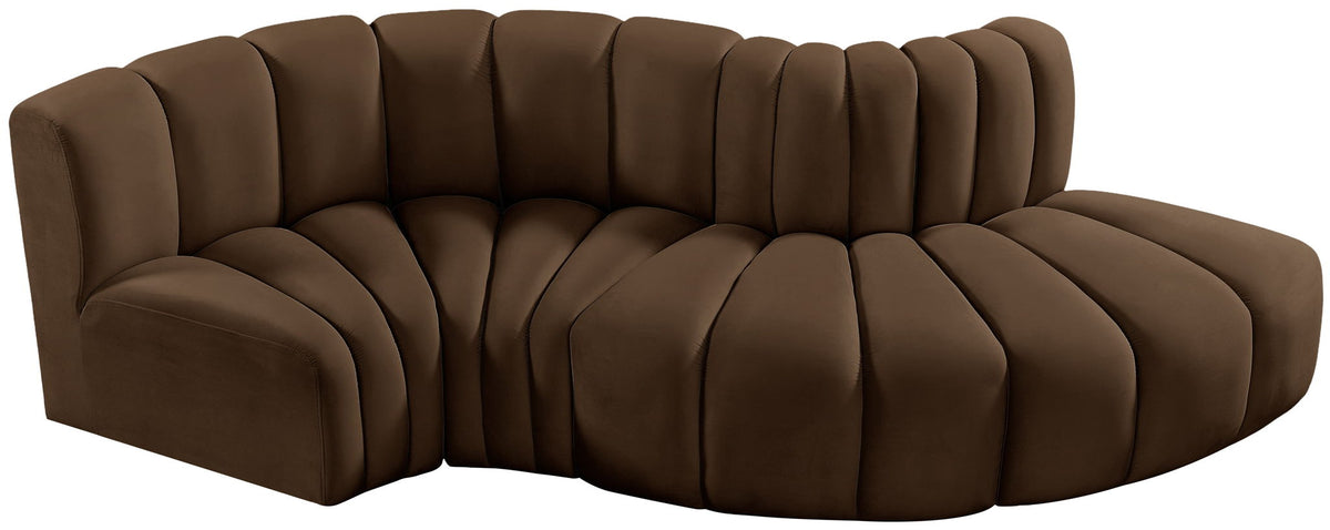Arc - Velvet 4 Piece L-Shaped Modular Sofa