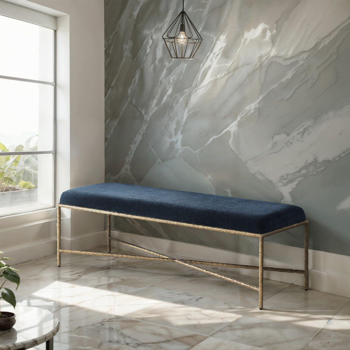 Valley - Bench With Gold Frame