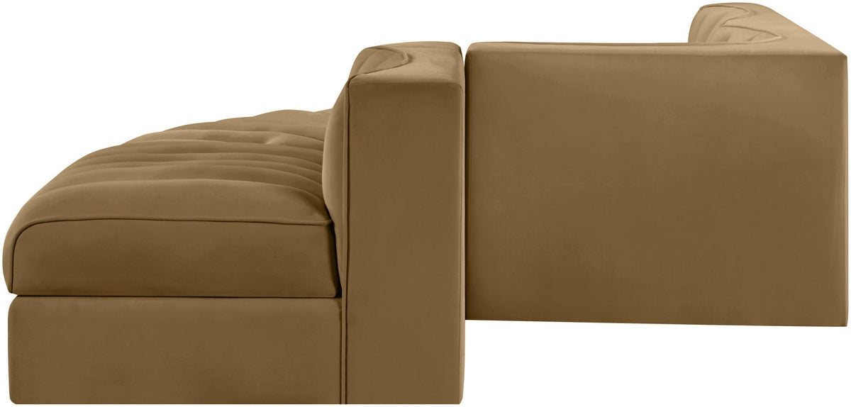 Rummi - Rounded Velvet Performance Fabric Upholstered 5 Piece Modular Sectional