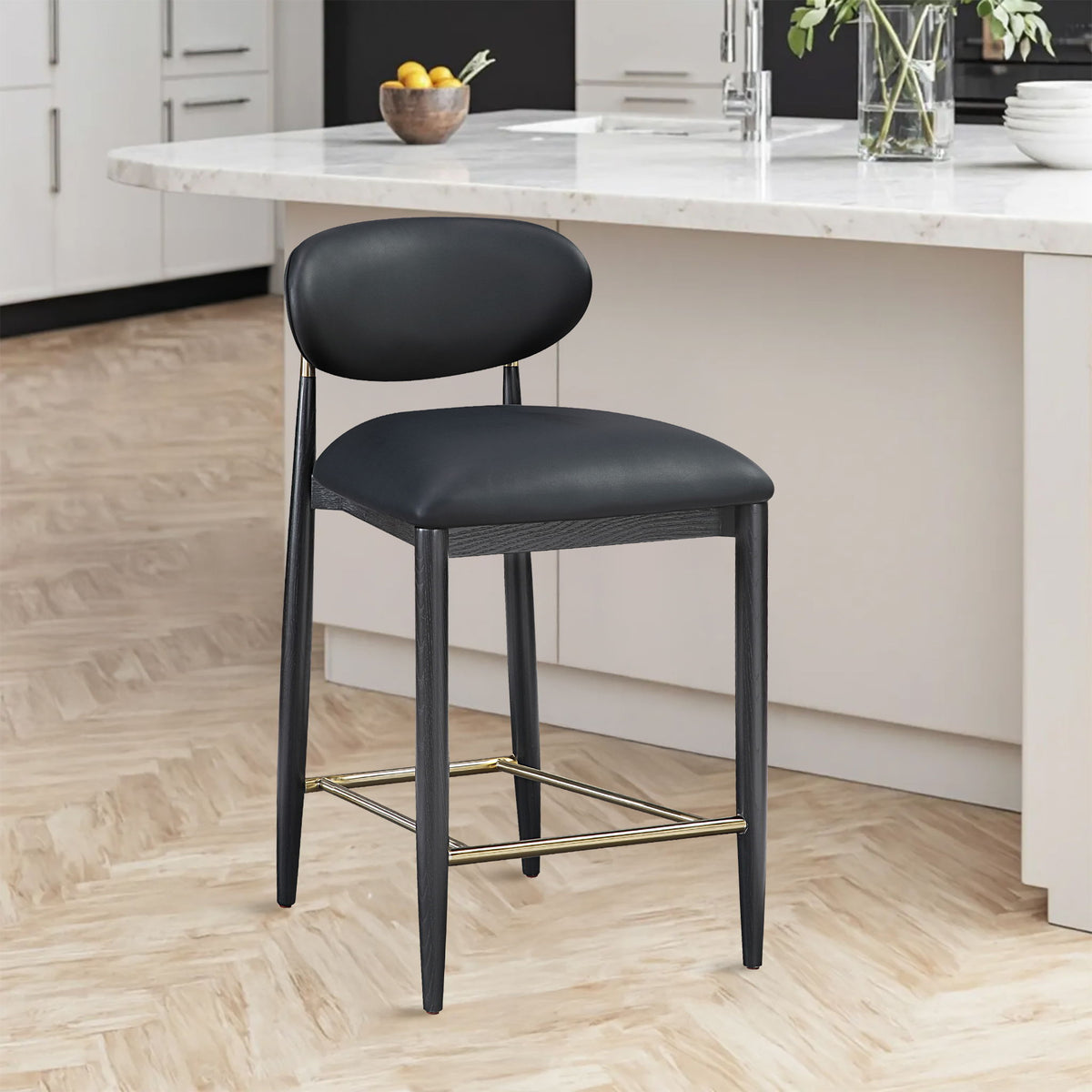 Riccio - Stool - Black And Gold Frame