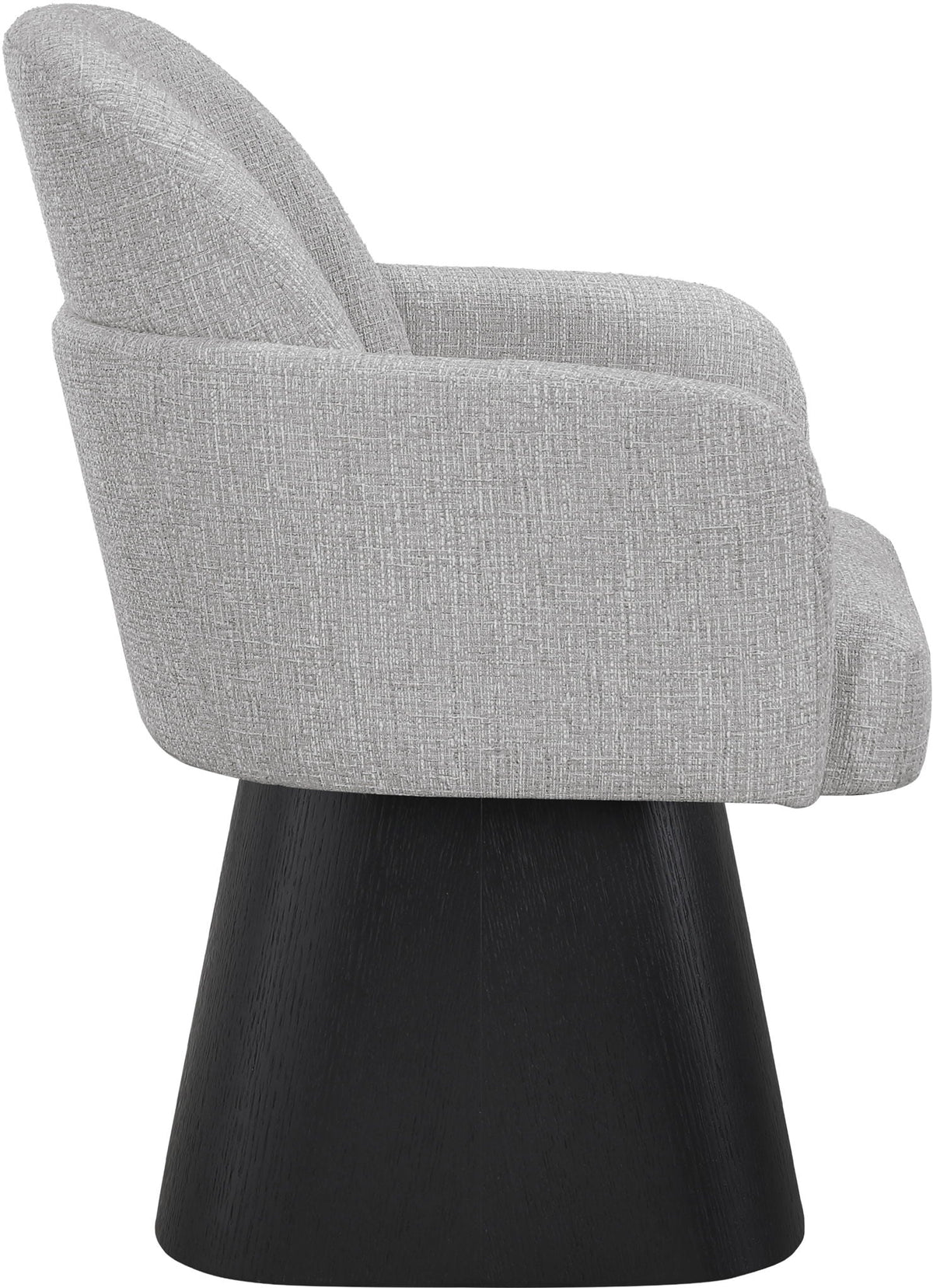 Marlowe - Linen Textured Fabric Upholstered Swivel Dining Arm Chair - Stained Black