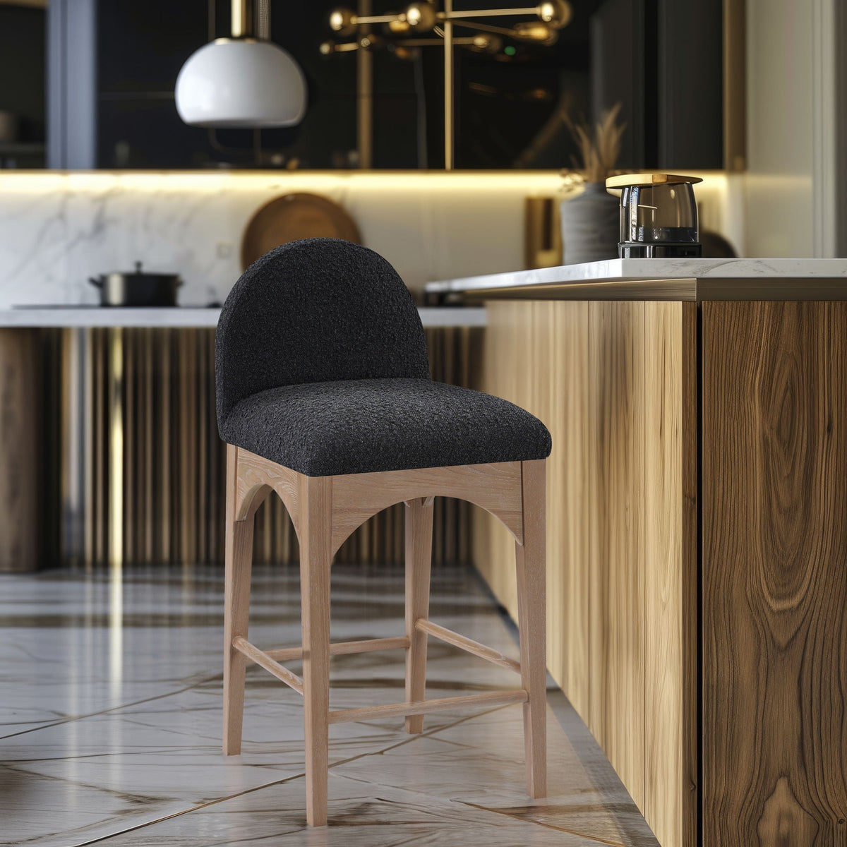Waldorf - Boucle Stool With Natural Legs
