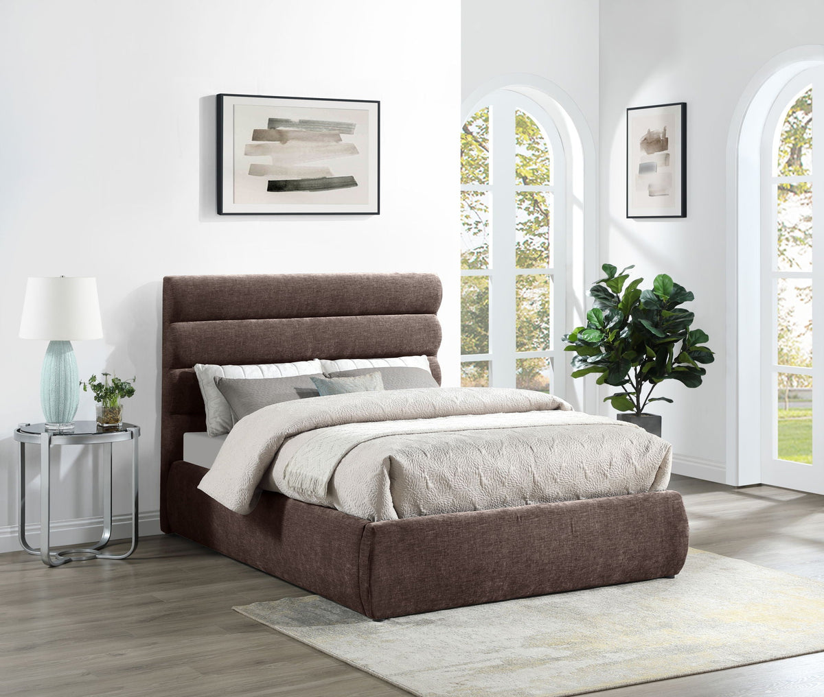 Adam - Chenille Fabric Bed With 52" Headboard