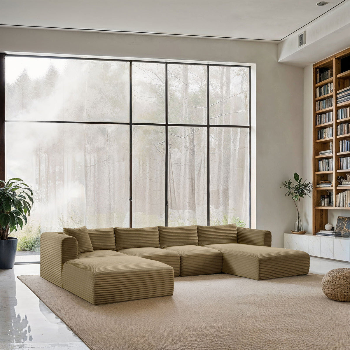 Shaggy - 5 Piece Modular Sectional With Chaise And Ottoman