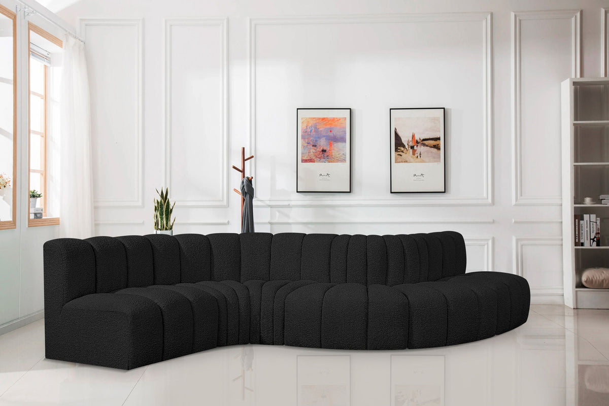 Arc - Boucle Fabric 6 Piece Curved Modular Sofa