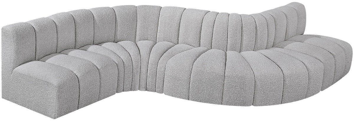 Arc - Boucle Fabric 6 Piece Curved Modular Sofa