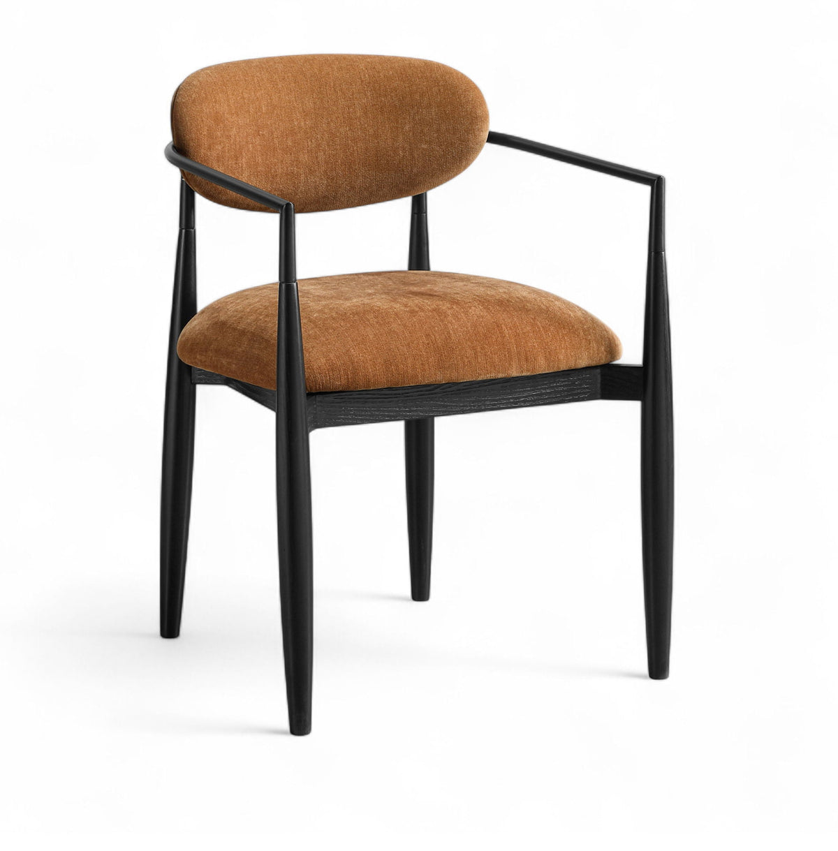 Riccio - Fabric Dining Arm Chair (Set of 2) - Black Frame