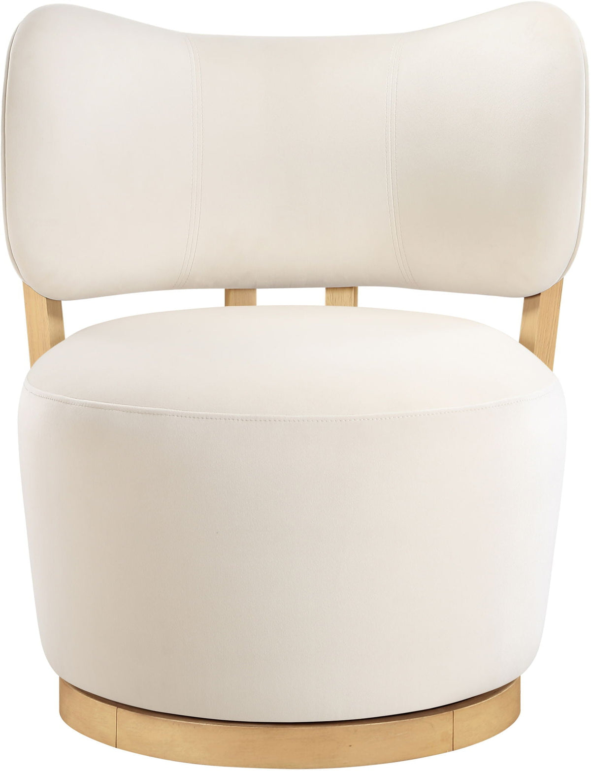 Elara - Velvet Upholstered Swivel Accent Chair - Stained Natural