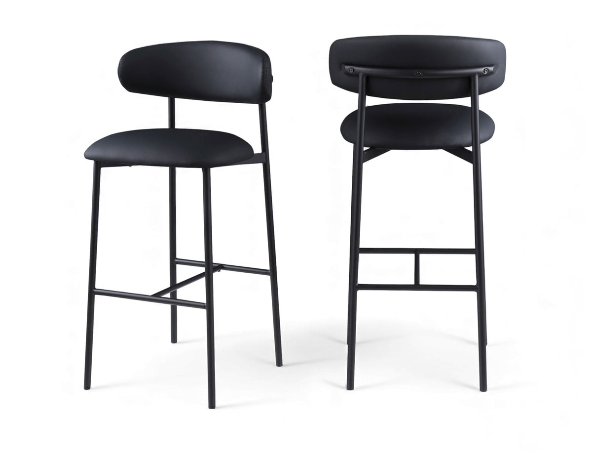 Lupita - Vegan Leather Upholstered Bar Stool With Matte Black Frame (Set of 2)