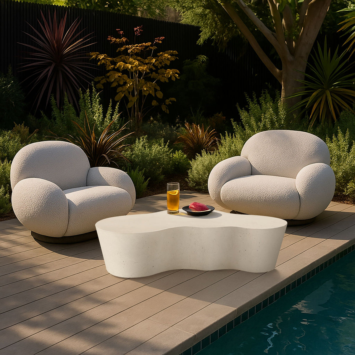 Monza - Concrete And Fiberglass Indoor / Outdoor Coffee Table - Cream