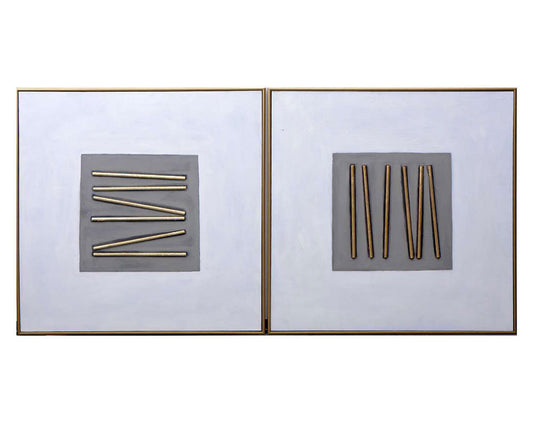 Pick Up Sticks (Set Of 2) - 48" X 48" - Gold Floater Frame