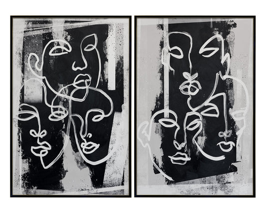 Face To Face (Set Of 2) - 40" X 60" - Black Floater Frame