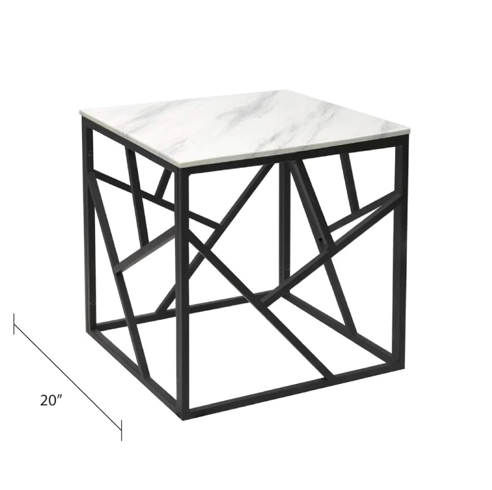 Carole Faux Marble Black End Table