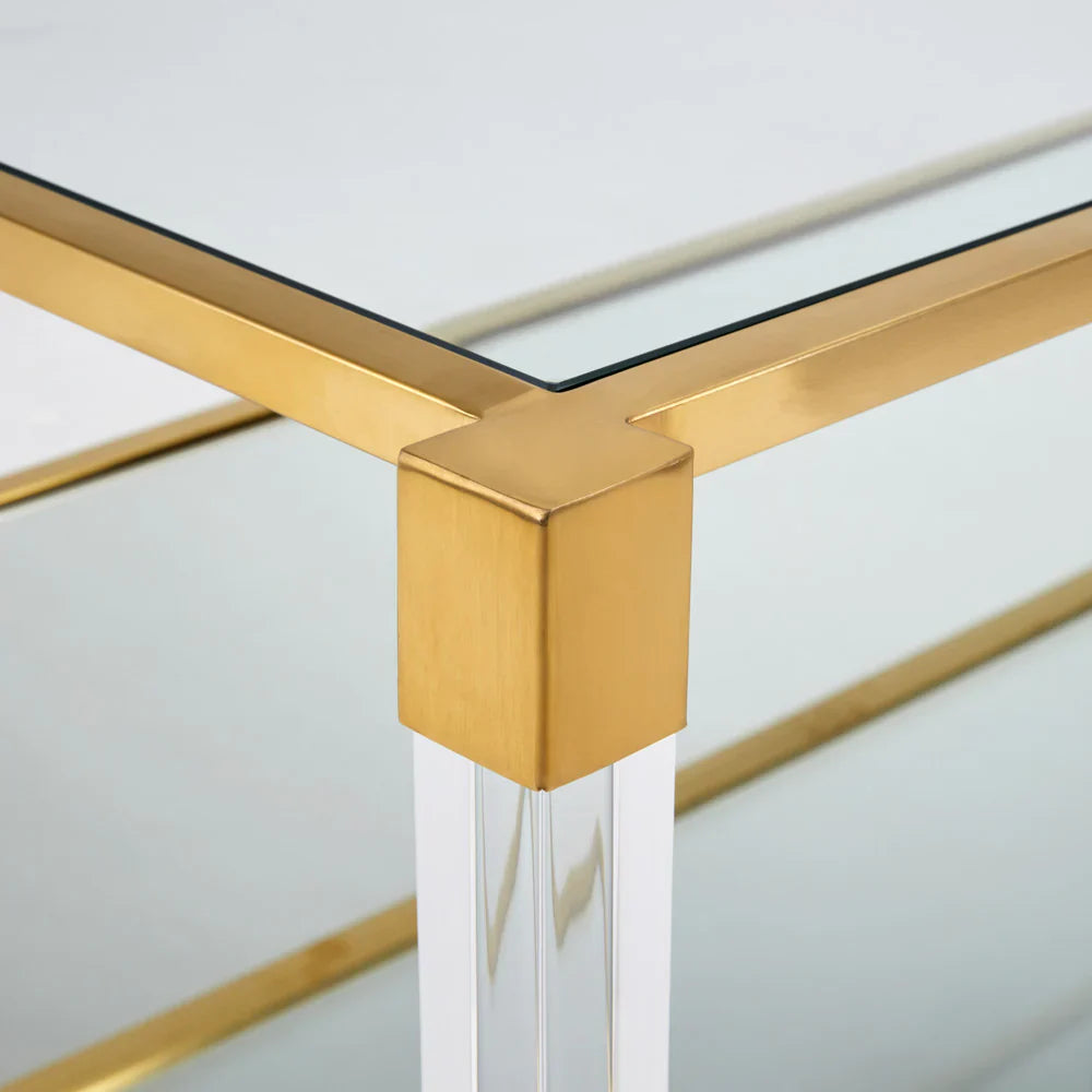 Dudley Acrylic Coffee Table - Brushed Gold