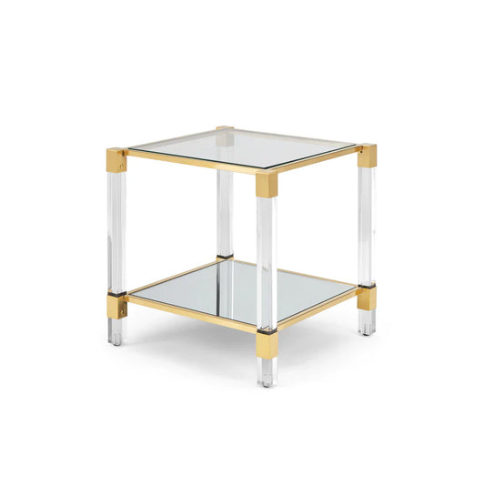 Dudley Acrylic End Table - Brushed Gold