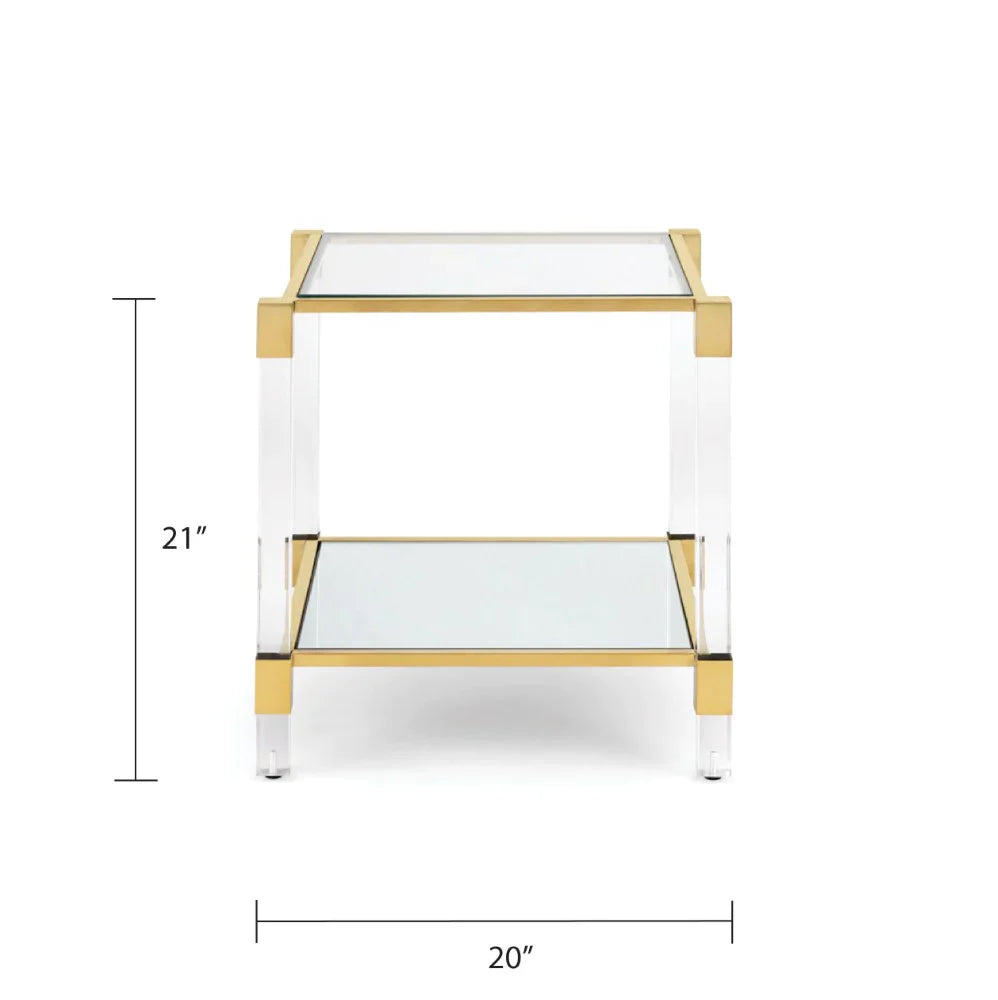 Dudley Acrylic End Table - Brushed Gold