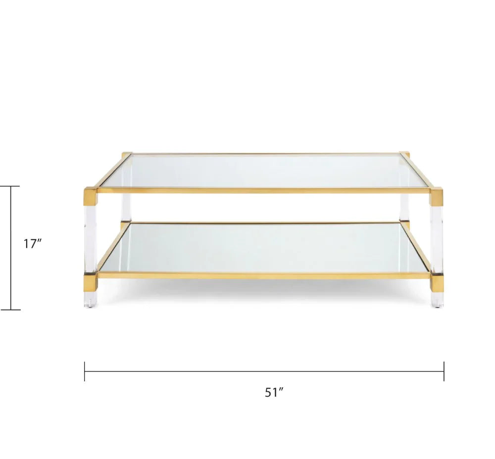 Dudley Acrylic Coffee Table - Brushed Gold