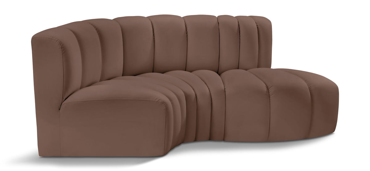 Arc - Faux Leather 3 Piece Modular L-Shaped Sofa