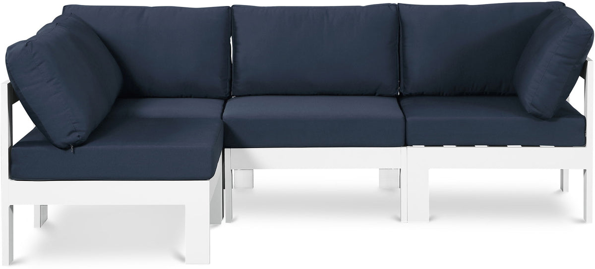 Nizuc - Outdoor Patio 4 Piece Modular Sectional With White Frame
