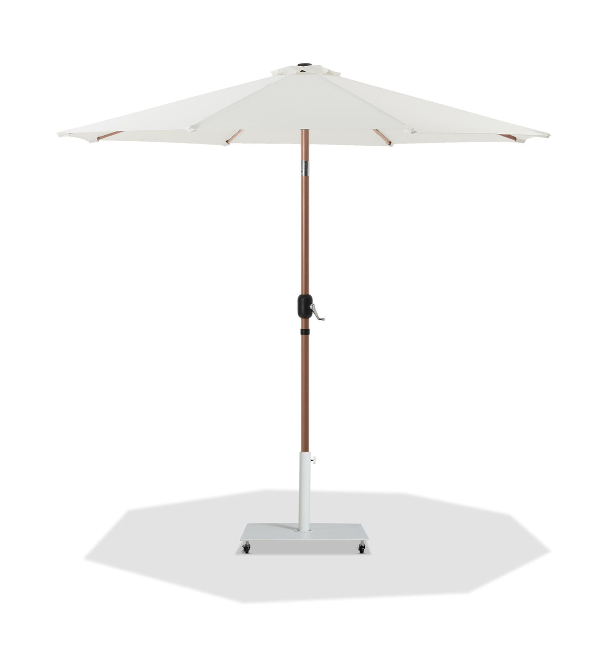 Fiji - Aluminum Patio Umbrella With Square White And Teak Base