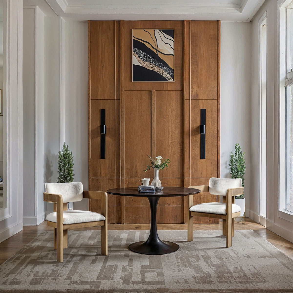Sacha - Linen Dining Chair With Natural Base (Set of 2)