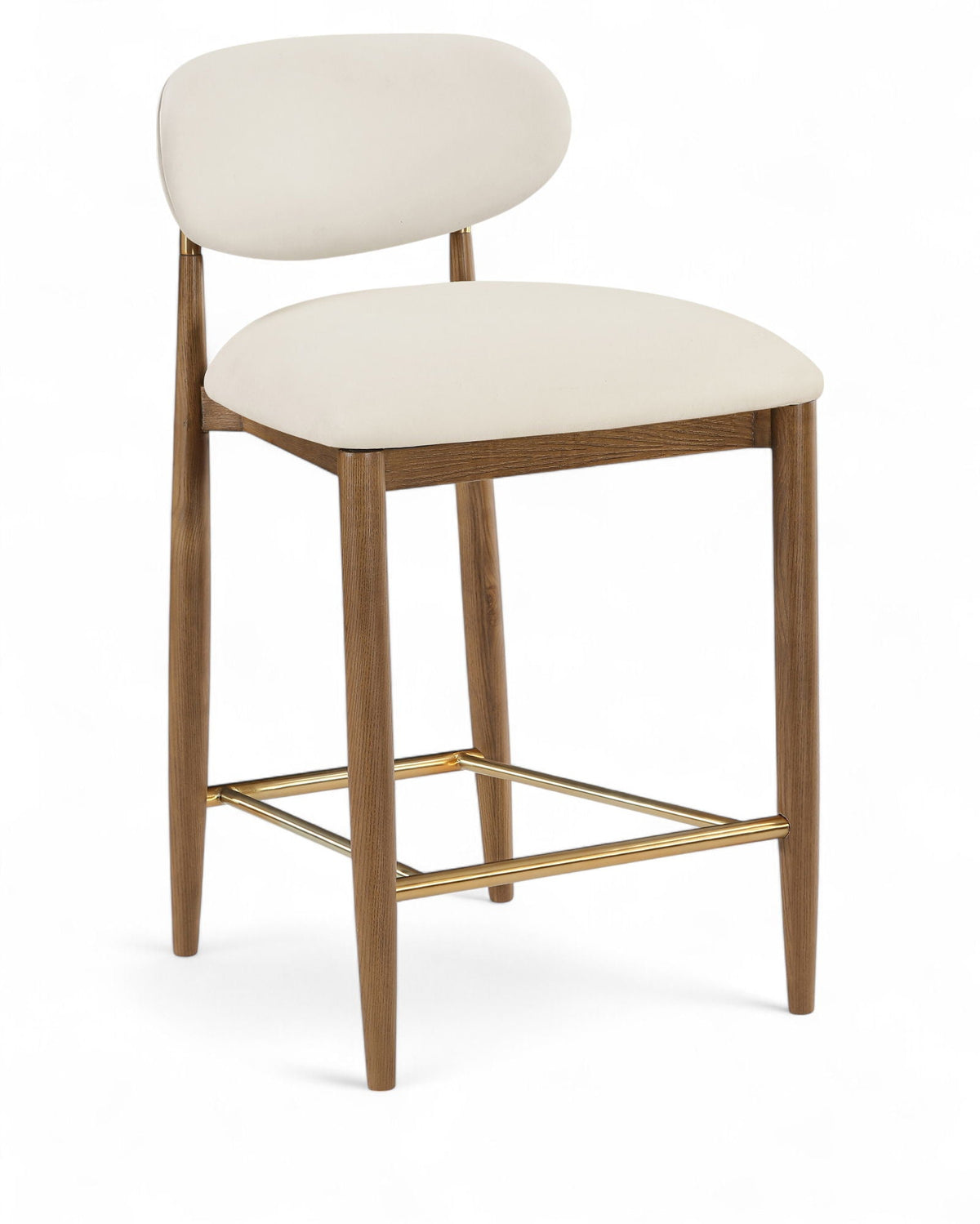 Riccio - Stool - Walnut And Gold Frame