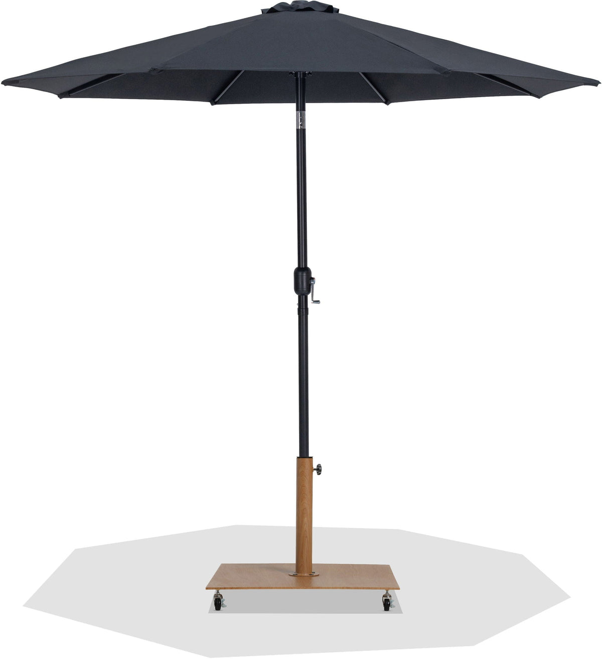 Fiji - Aluminum Patio Umbrella With Square Teak And Black Base