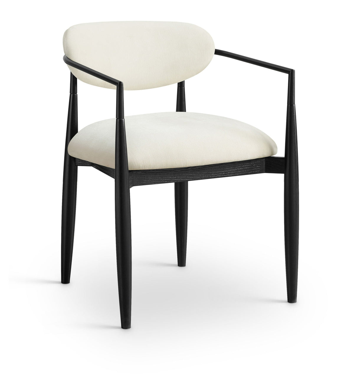 Riccio - Fabric Dining Arm Chair (Set of 2) - Black Frame